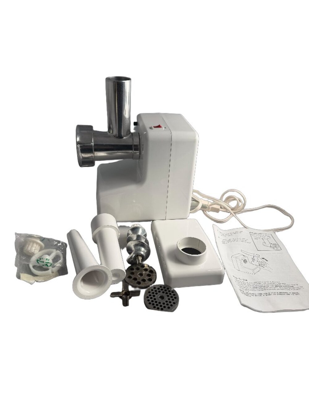 VillaWare White Electric Meat Food Grinder Sausage Stuffer Attachment Countertop